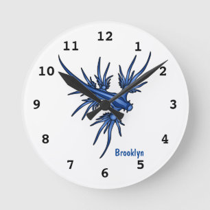 Sea slug blue dragon illustration round clock