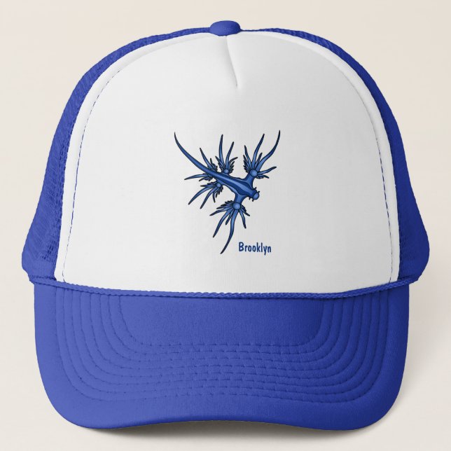 Sea slug blue dragon illustration trucker hat (Front)