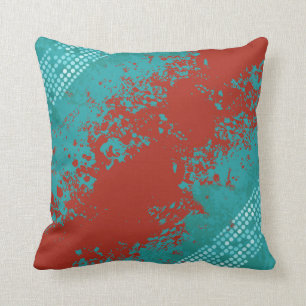Sea spray aqua brown red pillow