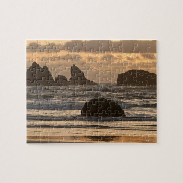 Sea stacks on the beach at Bandon, Oregon Jigsaw Puzzle (Horizontal)