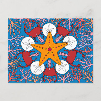 Sea Star and Coral Postcard