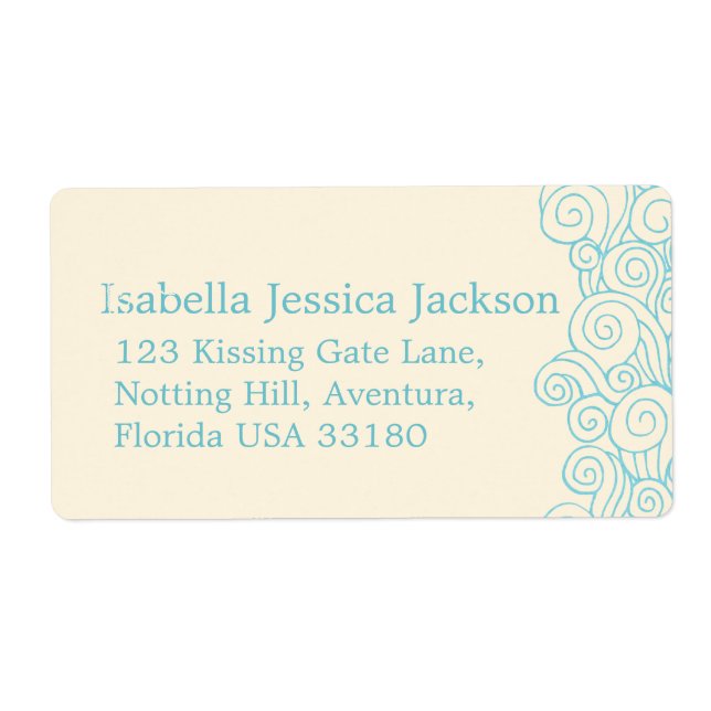 Sea star & swirls cream wedding return reply label (Front)