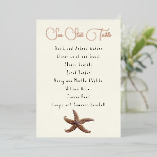 Sea Star Table Number Name Seating List Cards