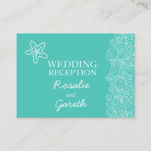 Sea star teal & white wedding  info enclosure card