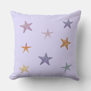 Sea stars on light periwinkle throw pillow
