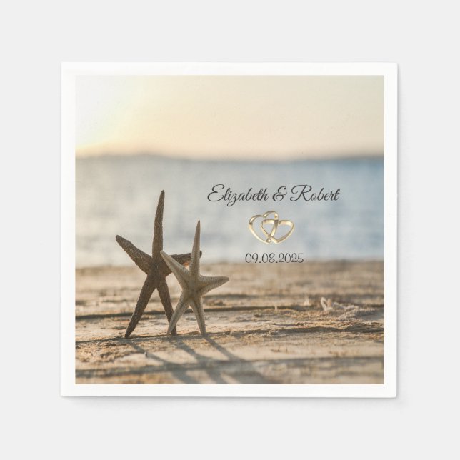 Sea stars Sand Beach Wedding Napkin (Front)