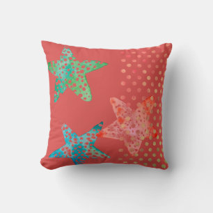 Sea Stars, Star Fish and Dots - Seaside Throw Pillow