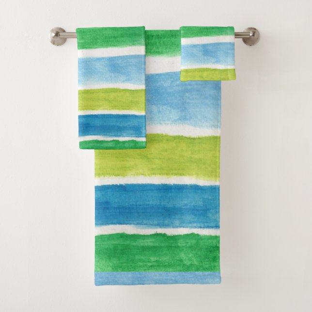 Sea Stripes Art Print  Bath Towel Set (Insitu)