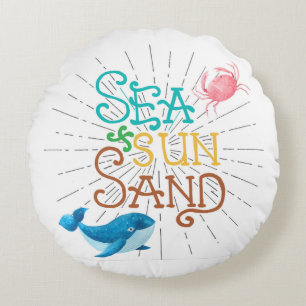 Sea Sun Sand Round Pillow