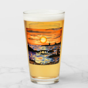 Sea Sunrise Glass Landscape