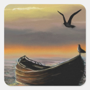 Sea Sunset Boat Sticker