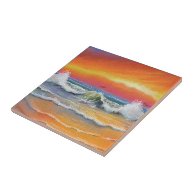 Sea Sunset Ceramic Tile Abstract Design (Side)