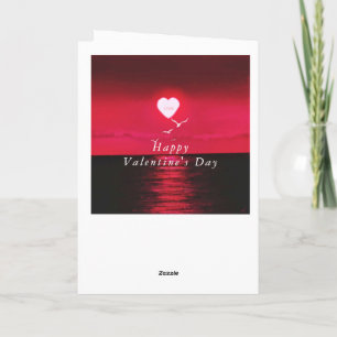 Sea Sunset Heart Love Valentine's Day Card
