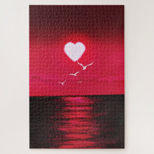 Sea Sunset Love Puzzle Romantic - Paintng