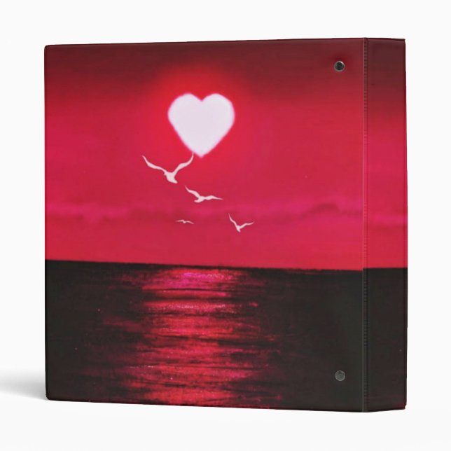 Sea Sunset Love Romantic Binder - Black Red  (Back/Spine)