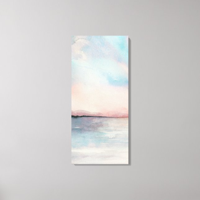 Sea Sunset Triptych - Pastel Watercolors Canvas Print (Front)