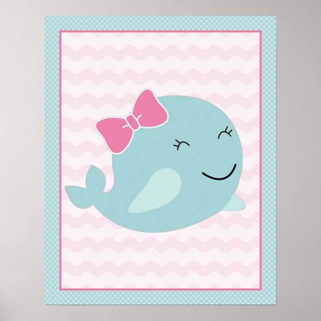 Sea Sweeties Girl Vie marine Aqua Whale Art Poster (Devant)