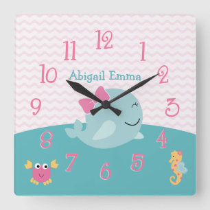 Sea Sweeties Whale Baby Nursery Clock