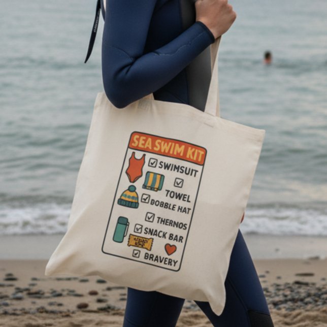 Sea Swim Kit – Funny Checklist Design for Wild Swi Tote Bag (Creator Uploaded)