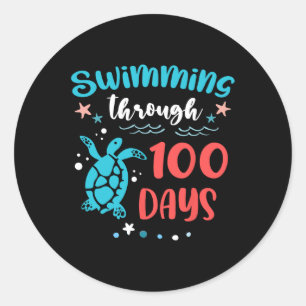 Sea Swimming Through 100 Days Of School Teacher Gi Classic Round Sticker