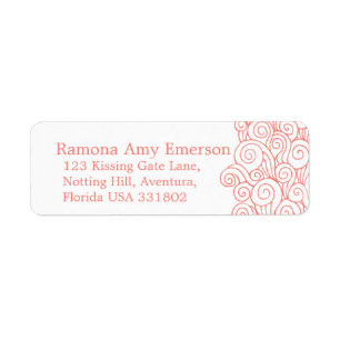 Sea swirl coral slim wedding return reply label
