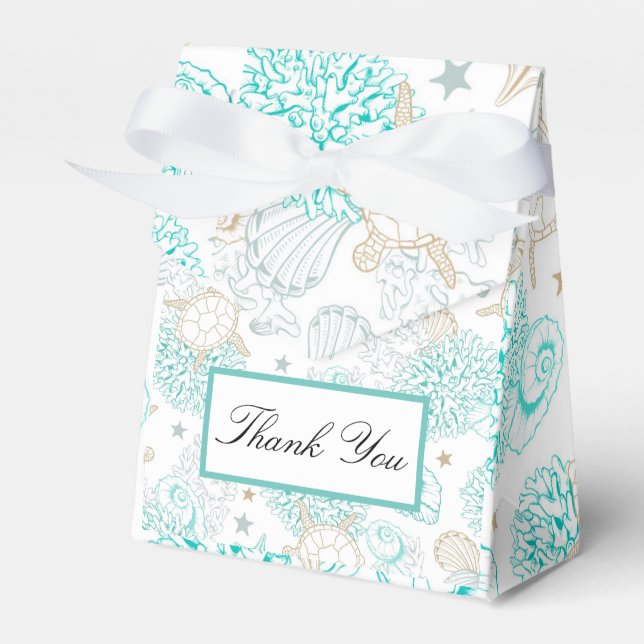 Sea The Love Beach Nautical Wedding Flat Favor Box (Front Side)