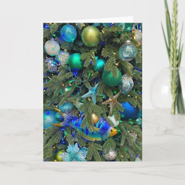 Sea-theme Christmas Tree Holiday Card (Front)