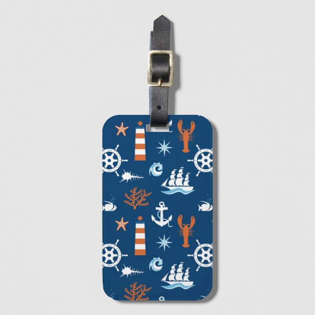Sea Theme Pattern 1 Luggage Tag (Front Vertical)