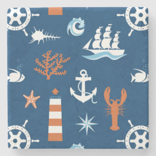 Sea Theme Pattern 1 Stone Coaster