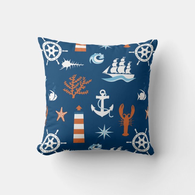 Sea Theme Pattern 1 Throw Pillow (Front)