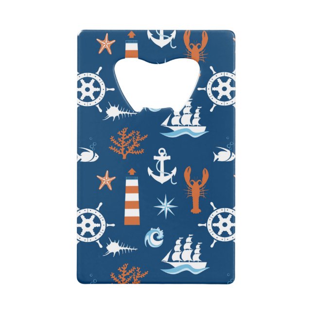 Sea Theme Pattern 1 Wallet Bottle Opener (Front)