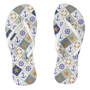 Sea Theme Pattern 2 Flip Flops
