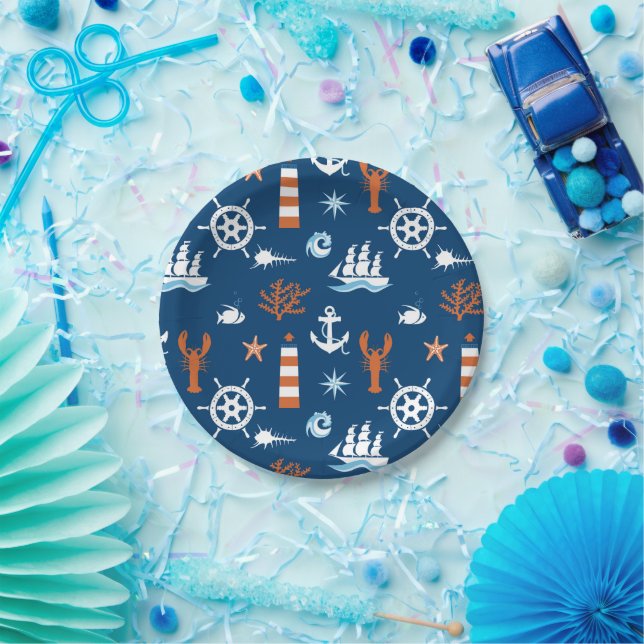 Sea Theme Pattern Paper Plate (Party)