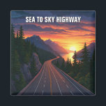 Sea to Sky Highway Vancouver Canada Sunset Travel Magnet<br><div class="desc">The Sea to Sky Highway, officially known as Highway 99, is one of the most spectacular drives in North America, stretching from Vancouver to Whistler and beyond. This coastal mountain route hugs the edge of Howe Sound, weaving past deep fjords, towering cliffs, and dense temperate rainforest. The views are jaw-dropping:...</div>