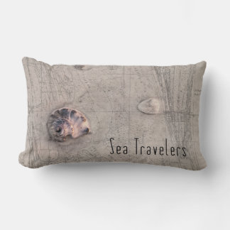 Sea Traveller Beach Map Collage Lumbar Pillow