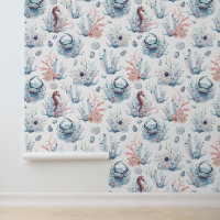 Sea treasures watercolors pattern