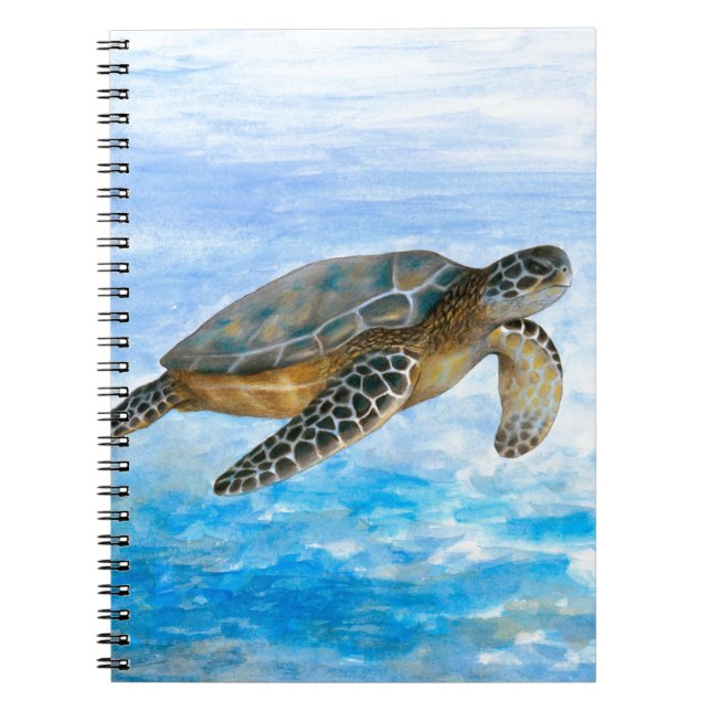 Sea Turtle 1 blue water Notebook (Front)