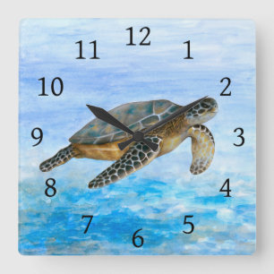 Sea Turtle 1 Square Wall Clock