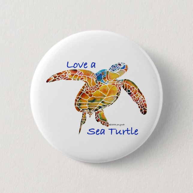 Sea Turtle 2 Inch Round Button (Front)