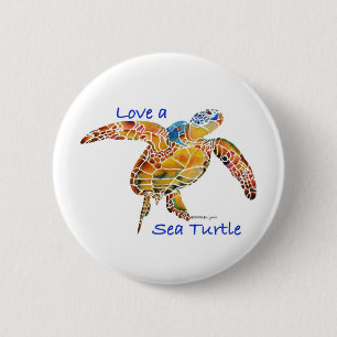 Sea Turtle 2 Inch Round Button