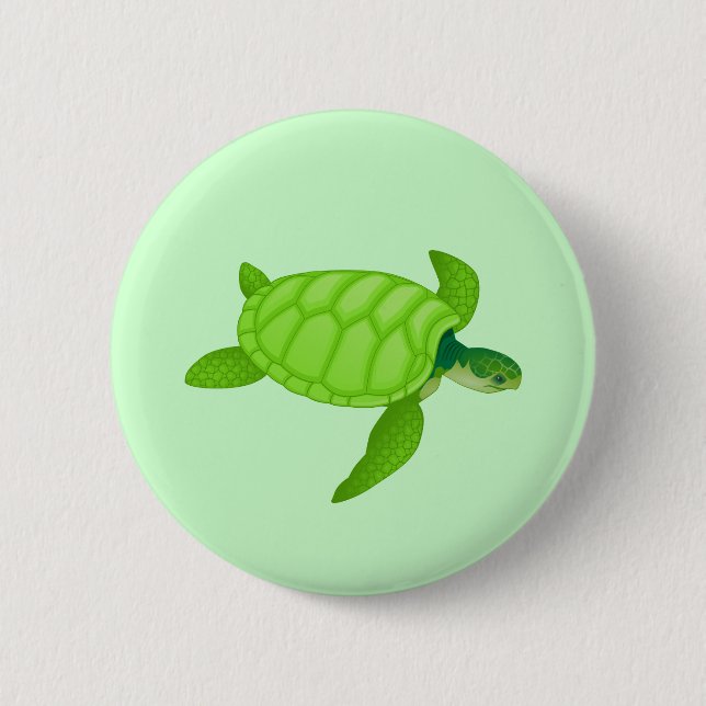 Sea Turtle 2 Inch Round Button (Front)