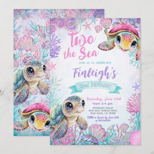 Sea Turtle 2nd Birthday Invitation