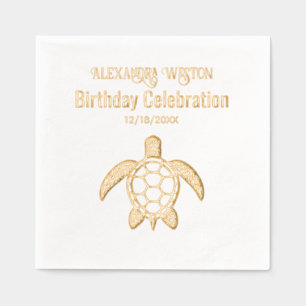Sea Turtle #5 Birthday Party Celebration Name Date Foil Napkins
