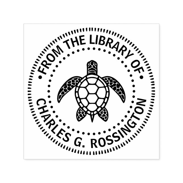 Sea Turtle #5N Library Book Name Self-inking Stamp (Design)