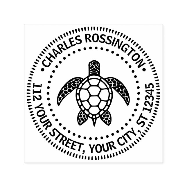 Sea Turtle #5N Name Return Address Self-inking Stamp (Design)