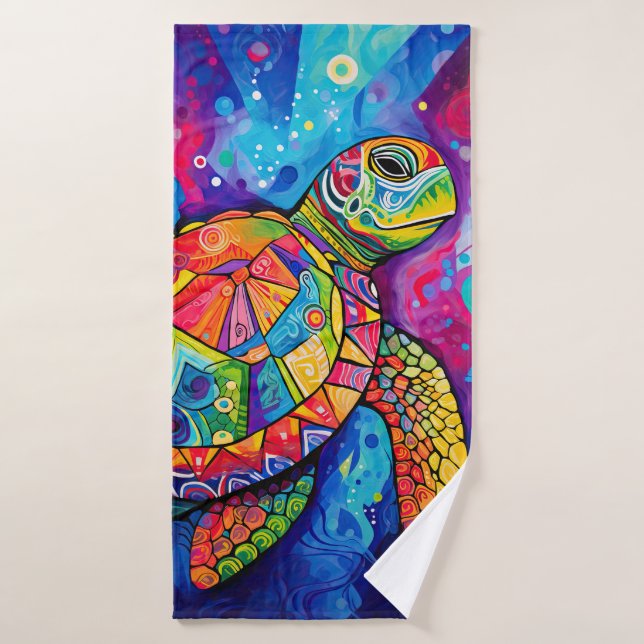Sea Turtle Abstract Earth Day Ocean Beach Nature Bath Towel (Bath Towel)