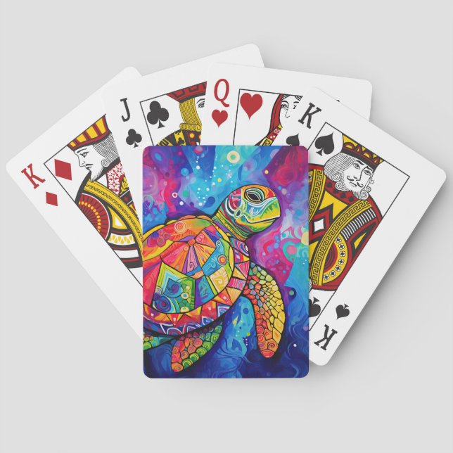 Sea Turtle Abstract Earth Day Ocean Beach Nature Playing Cards (Back)