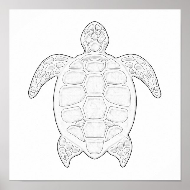 Sea Turtle Adult Colouring Poster (Front)
