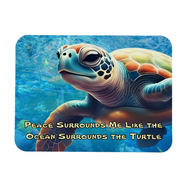 Sea Turtle Affirmation Peace Surrounds Me Ocean  Magnet (Horizontal)