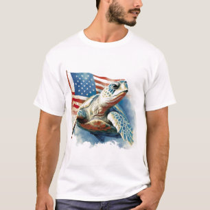 Sea Turtle American Flag T-Shirt